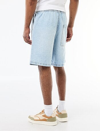 Jeansbermuda met elastische tailleband