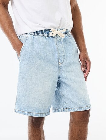 Jeansbermuda met elastische tailleband