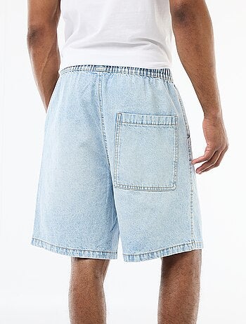 Jeansbermuda met elastische tailleband