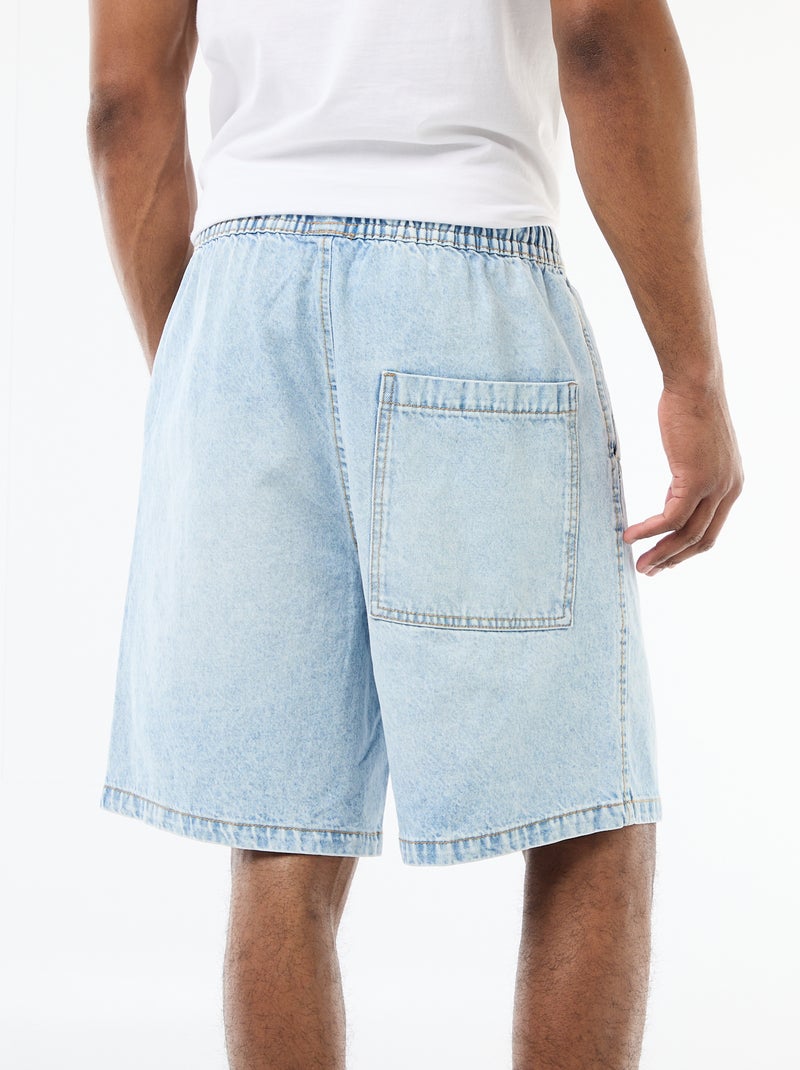 Jeansbermuda met elastische tailleband Blauw - Kiabi