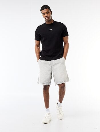 Jeansbermuda met elastische tailleband