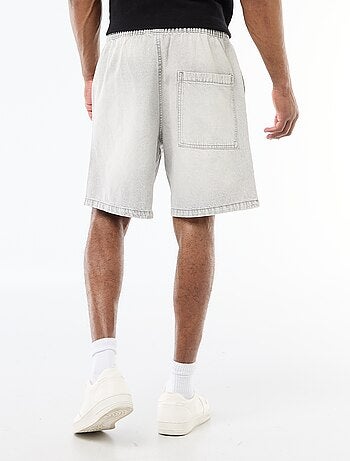 Jeansbermuda met elastische tailleband