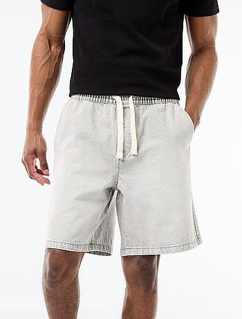Jeansbermuda met elastische tailleband