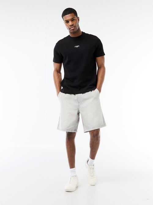 Jeansbermuda met elastische tailleband - Kiabi