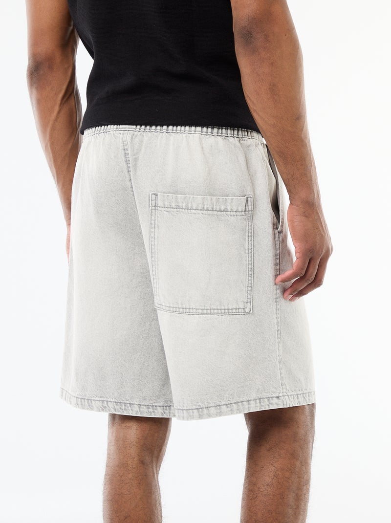 Jeansbermuda met elastische tailleband Grijs - Kiabi