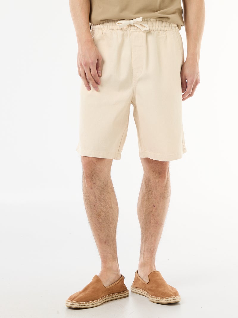 Jeansbermuda met elastische tailleband Wit - Kiabi