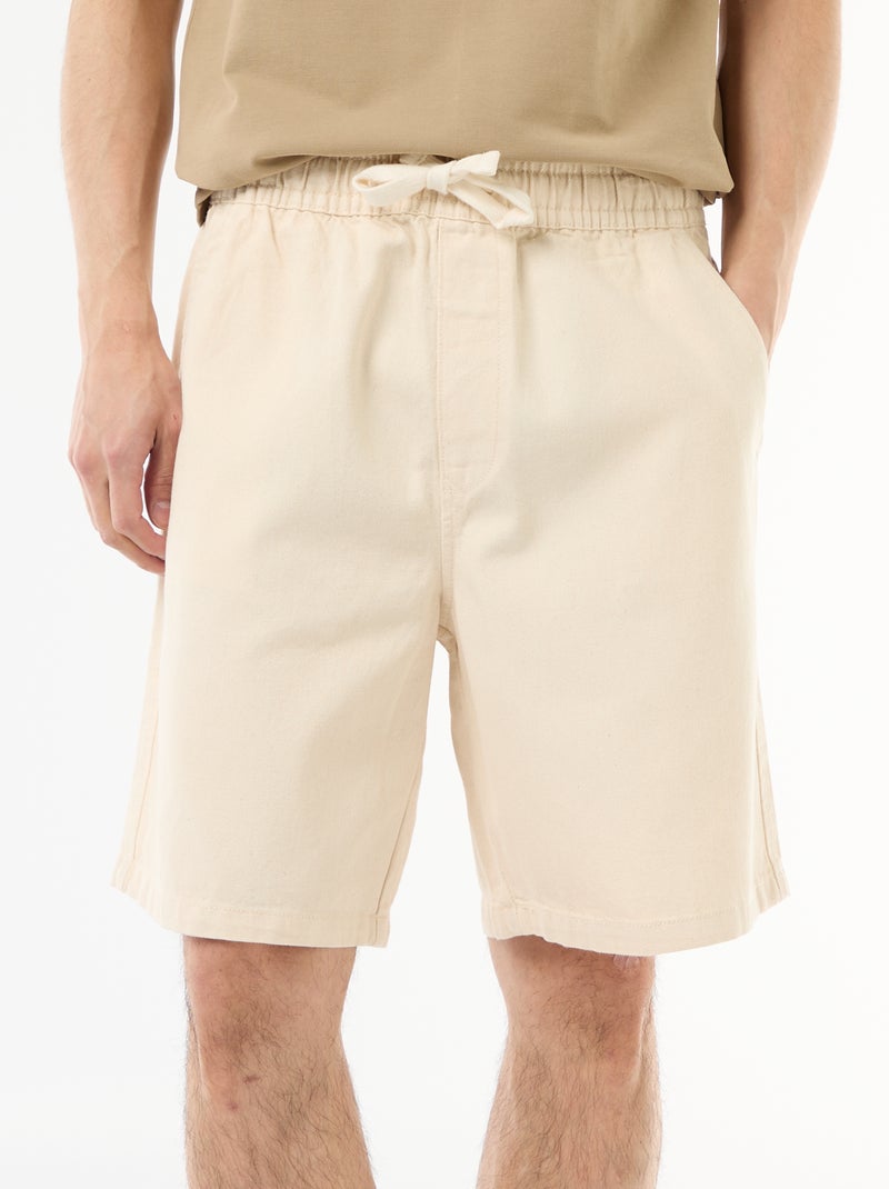 Jeansbermuda met elastische tailleband Wit - Kiabi