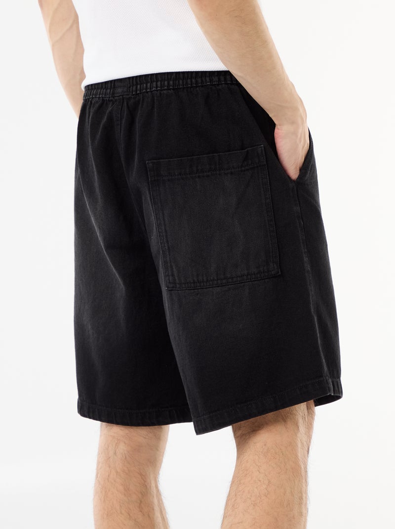Jeansbermuda met elastische tailleband Zwart - Kiabi