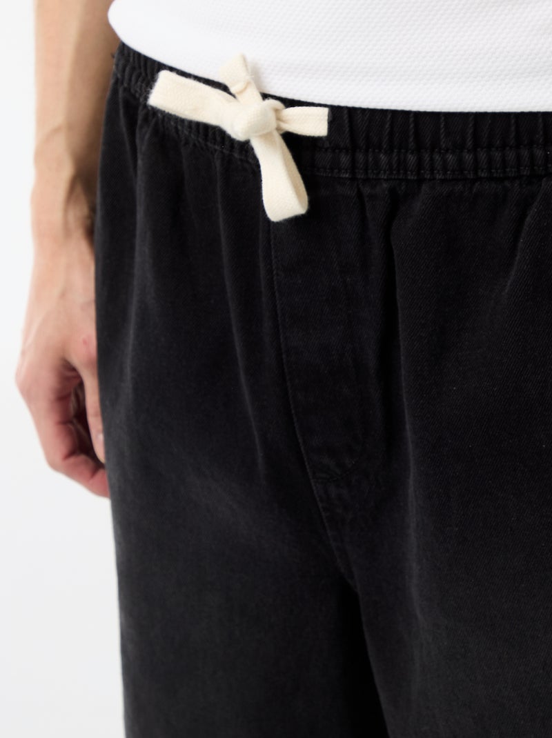 Jeansbermuda met elastische tailleband Zwart - Kiabi