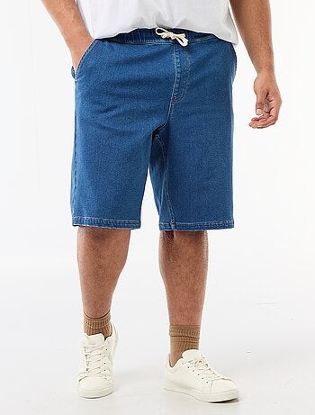 Jeansbermuda met trekkoordjes