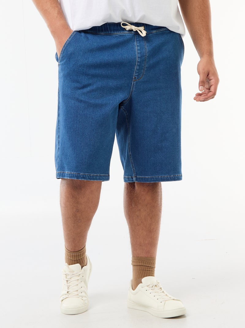 Jeansbermuda met trekkoordjes Blauw - Kiabi