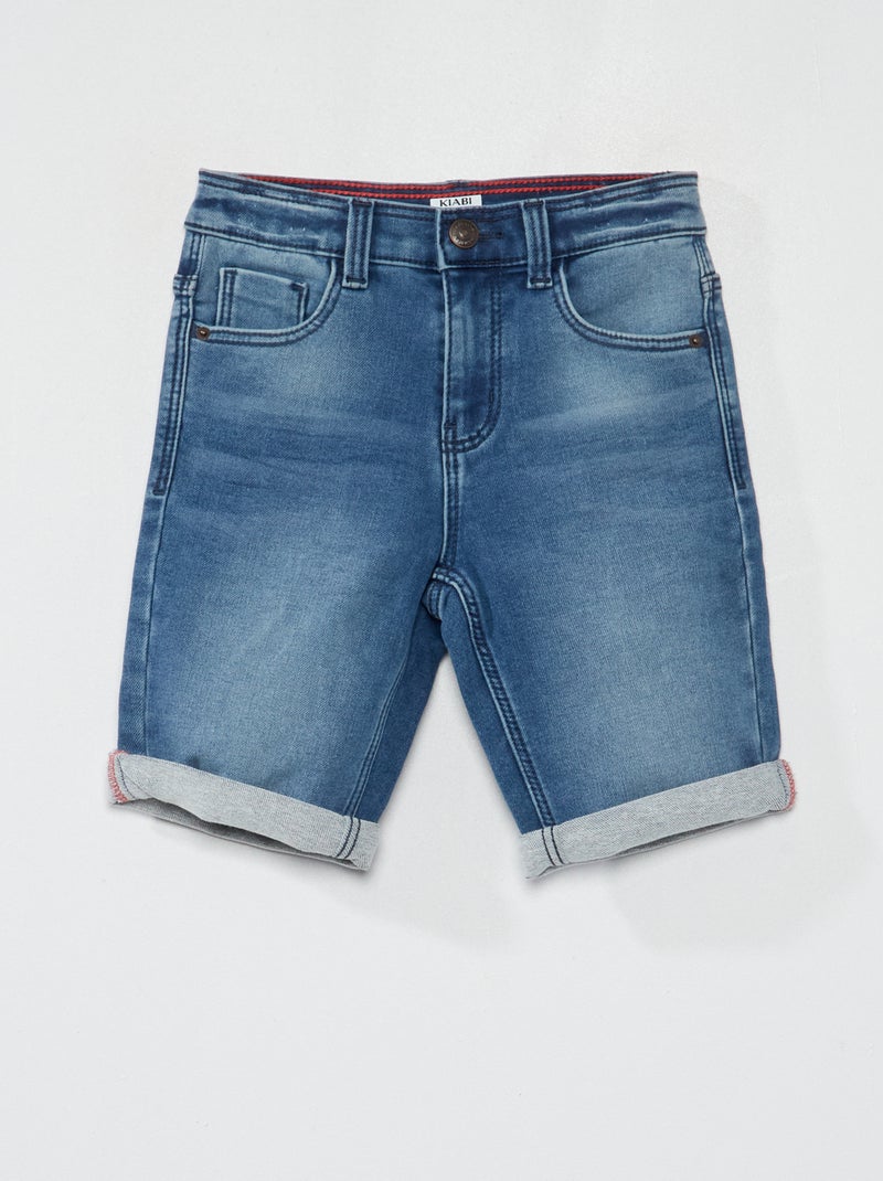 Jeansbermuda met verstelbare taille BLAUW - Kiabi