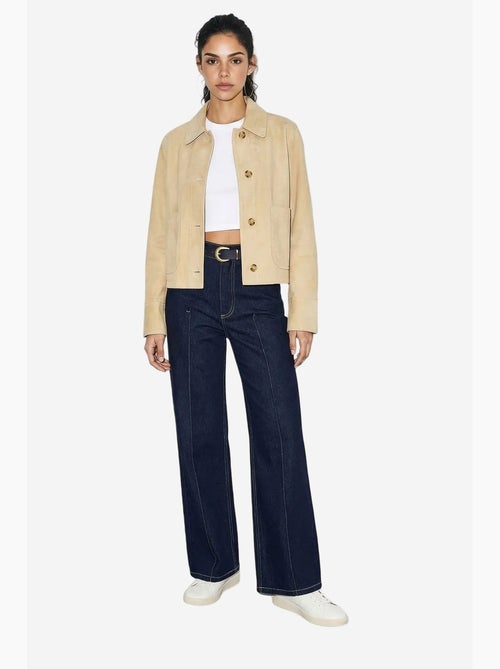 Jeansbroek met hoge taille en wijde pijpen en riem lucci - Kiabi Jeansbroek met hoge taille en wijde pijpen en riem lucci - Kiabi