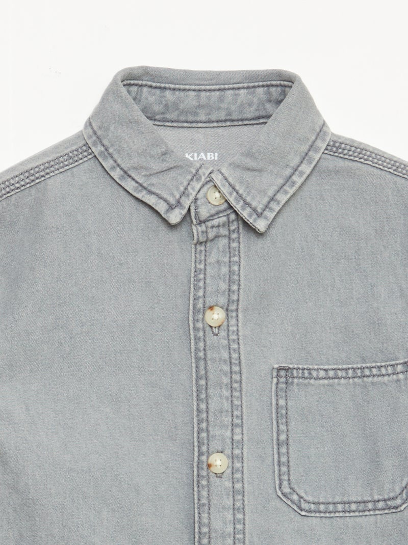 Jeanshemd met borstzak Grijs - Kiabi