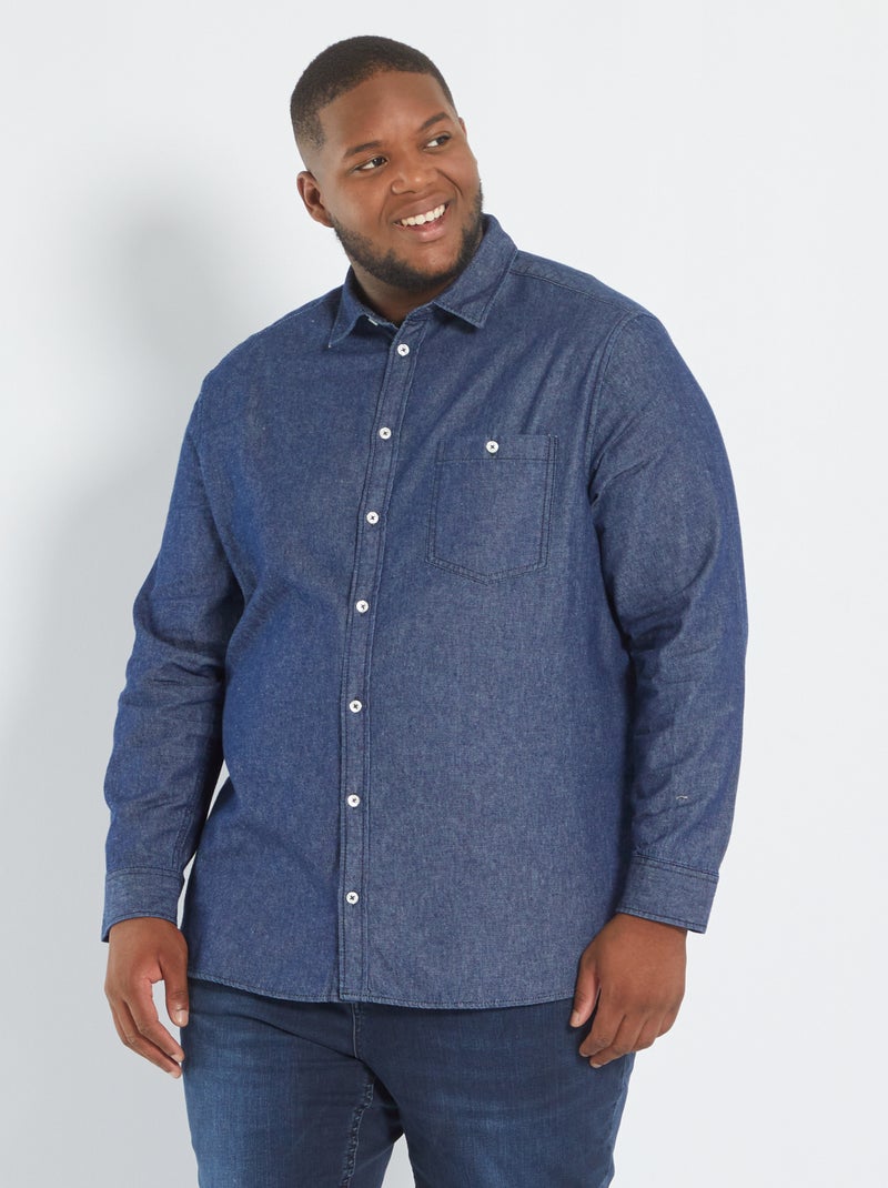 Jeanshemd met zakje BLAUW - Kiabi