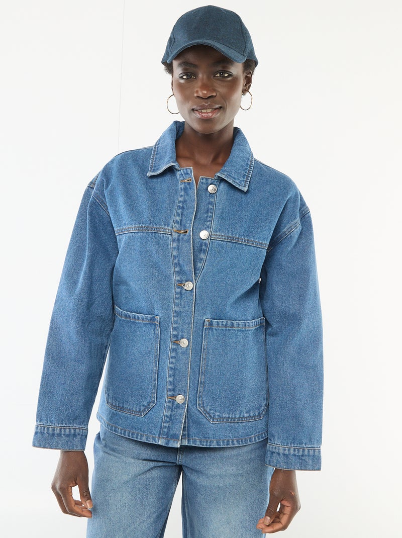Jeansjas met opgestikte zakken Blauw - Kiabi