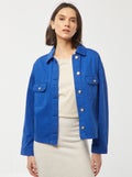 Jeansjasje met goudkleurige knopen BLAUW - Kiabi