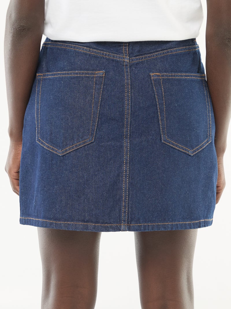 Jeansrok met gevlochten zakken Blauw - Kiabi