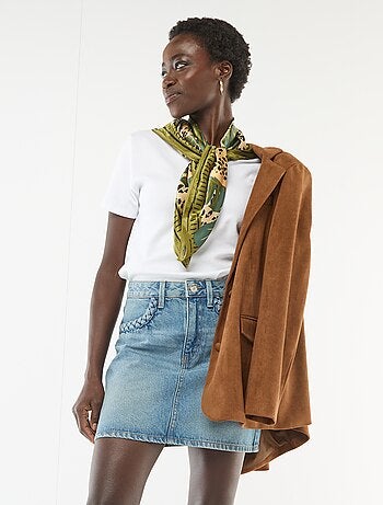 Jeansrok met gevlochten zakken
