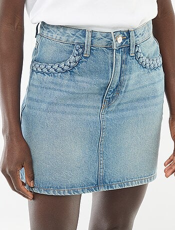Jeansrok met gevlochten zakken