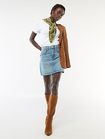 Jeansrok met gevlochten zakken