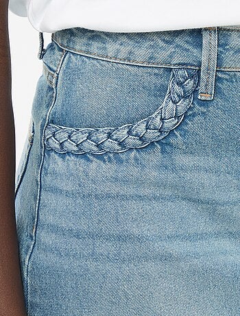 Jeansrok met gevlochten zakken