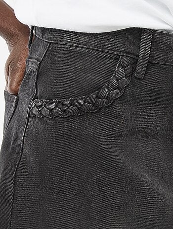 Jeansrok met gevlochten zakken