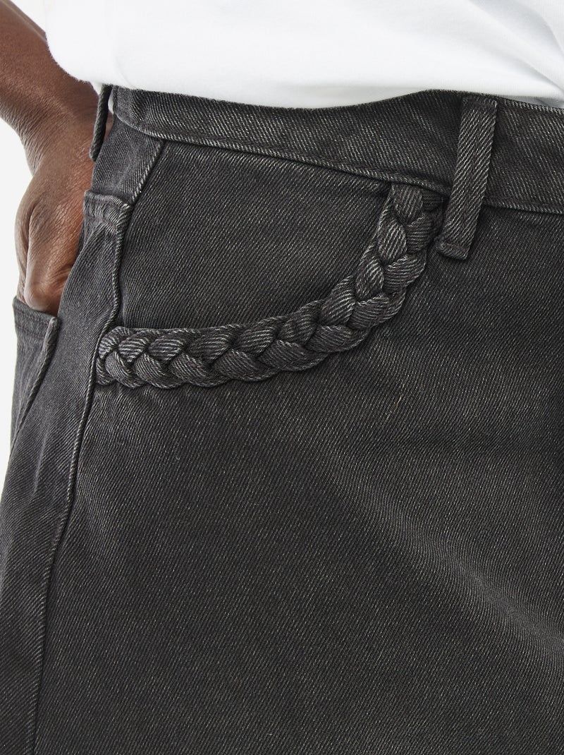 Jeansrok met gevlochten zakken Zwart - Kiabi