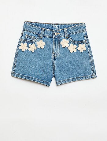 Jeansshort met borduursels