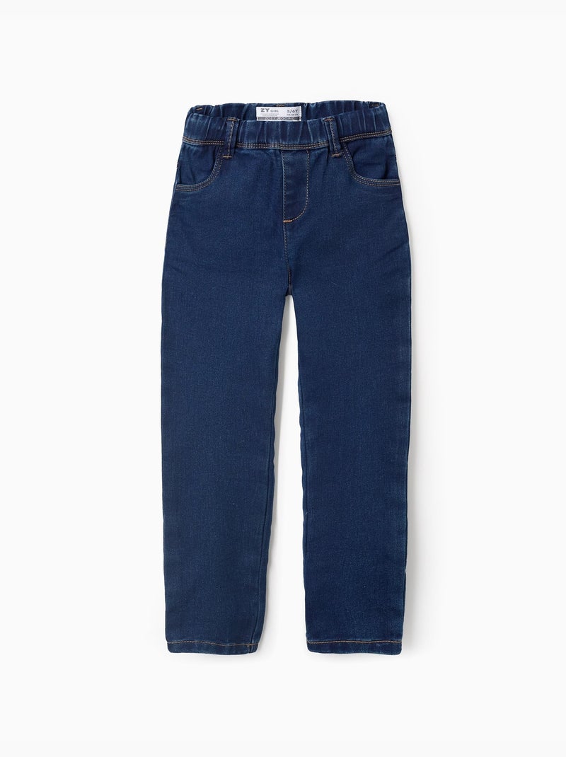 Jegging en Denim à Taille Réglable Bleu foncé - Kiabi