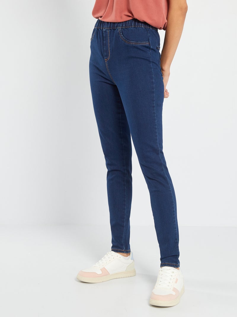 Jegging van stretchstof met hoge taille BLAUW - Kiabi