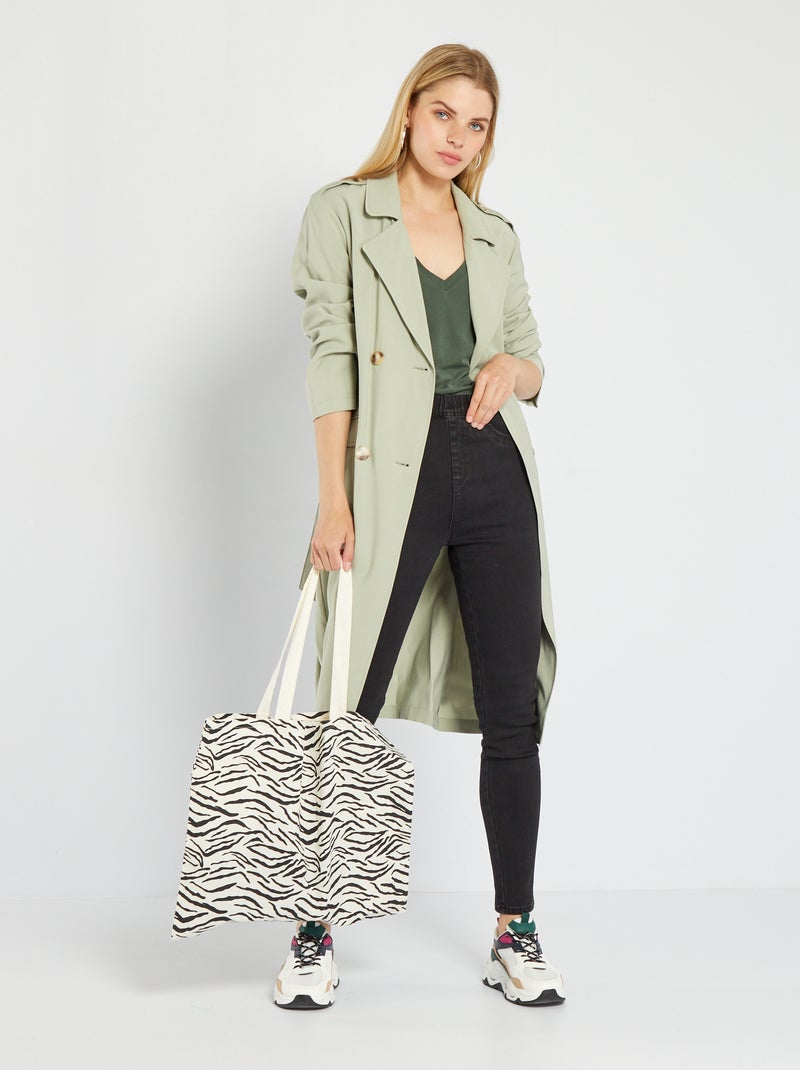 Jegging van stretchstof met hoge taille ZWART - Kiabi