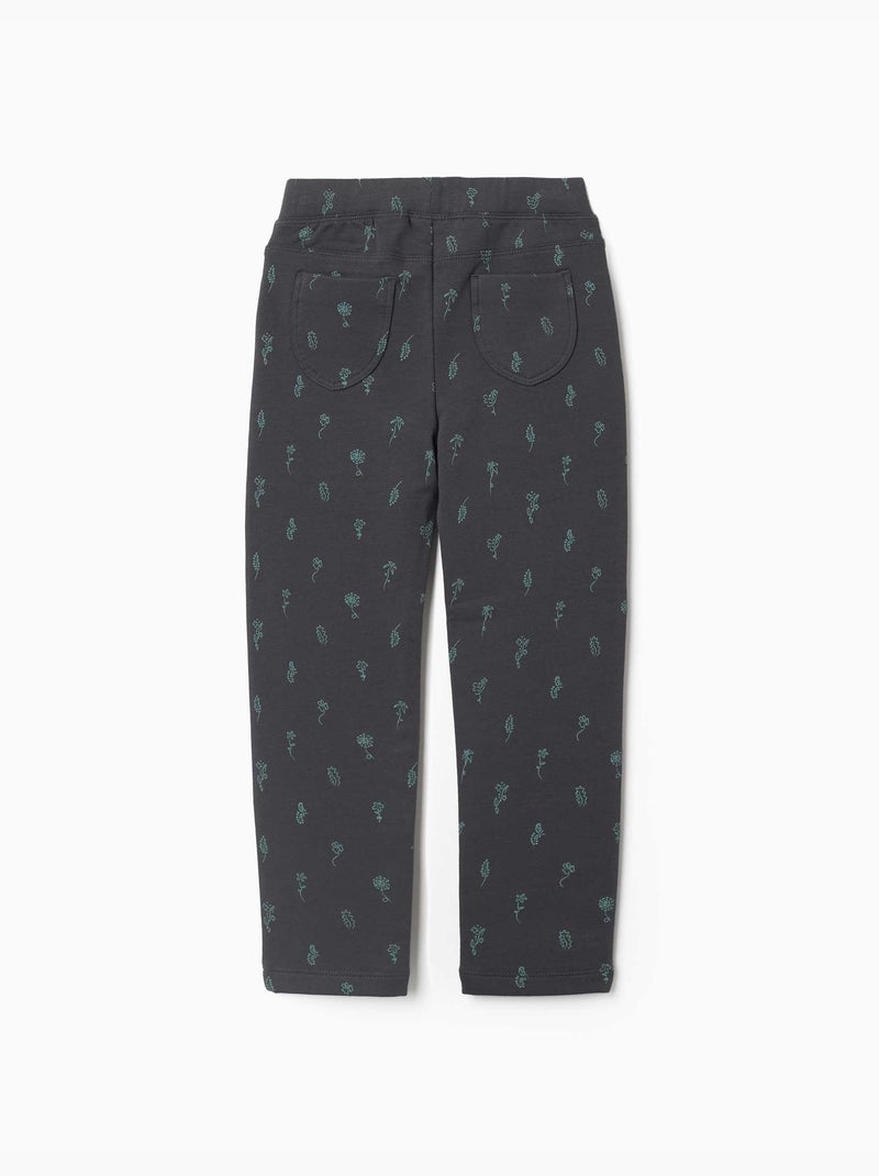 Jeggings à coupe skinny en coton peigné avec imprimé floral Gris foncé - Kiabi