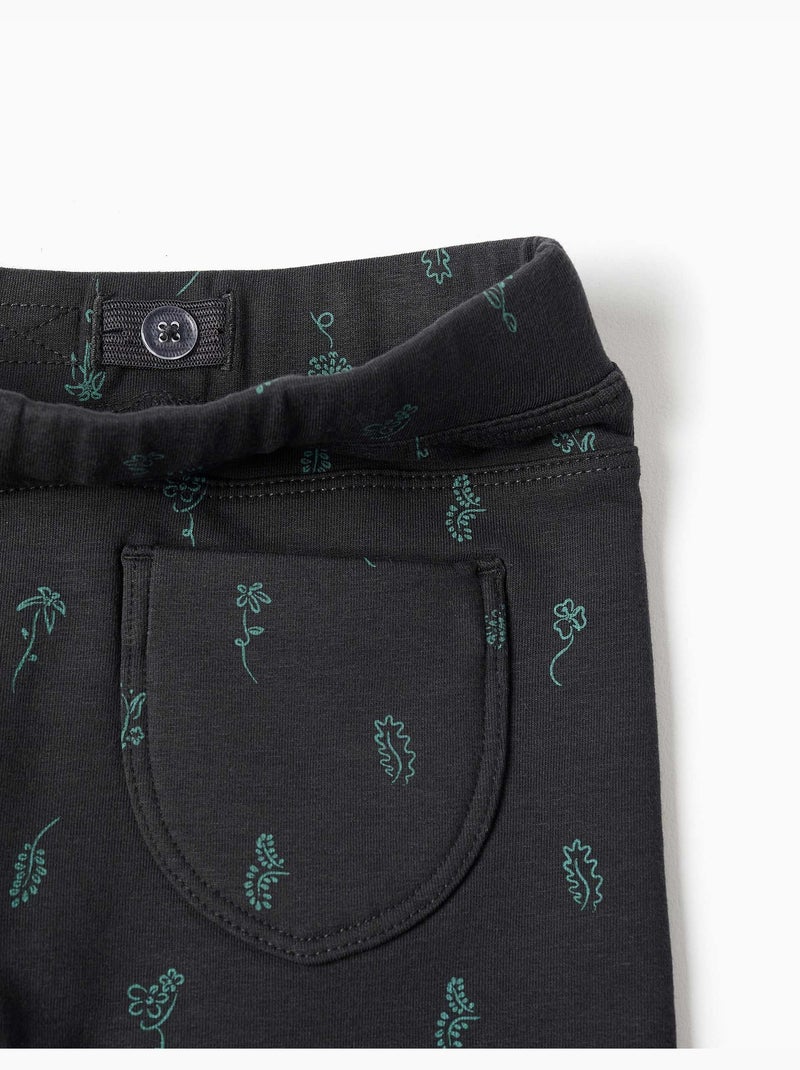 Jeggings à coupe skinny en coton peigné avec imprimé floral Gris foncé - Kiabi
