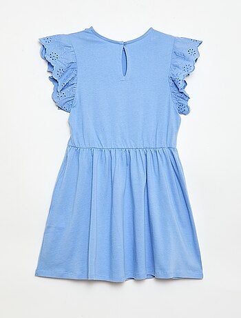 Jersey jurk met korte mouwen van Engels borduurwerk