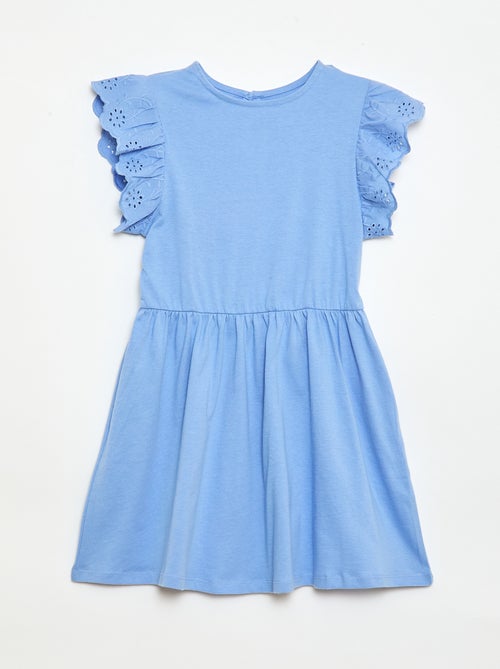 Jersey jurk met korte mouwen van Engels borduurwerk - Kiabi