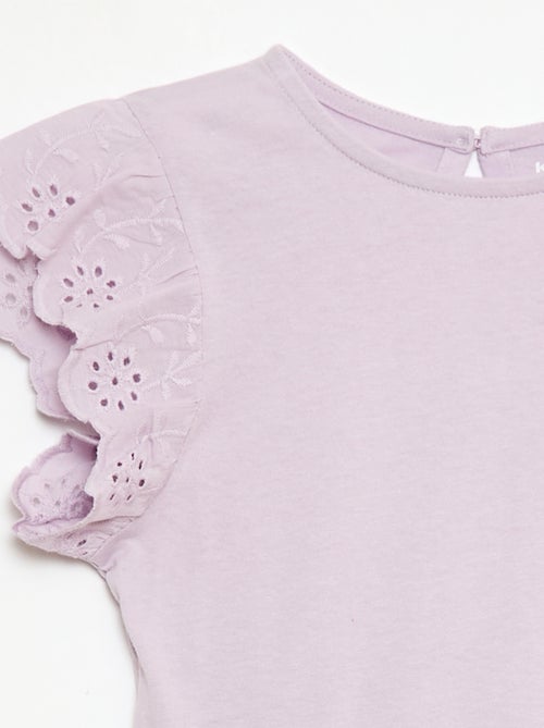 Jersey jurk met korte mouwen van Engels borduurwerk - Kiabi