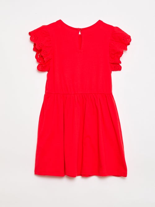 Jersey jurk met korte mouwen van Engels borduurwerk - Kiabi