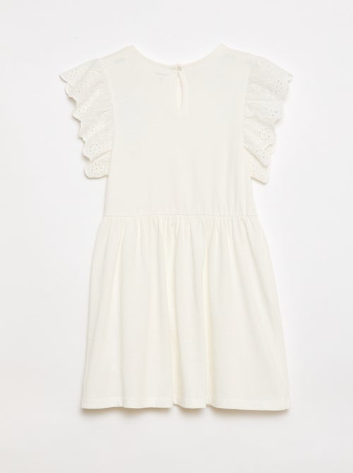 Jersey jurk met korte mouwen van Engels borduurwerk - Kiabi