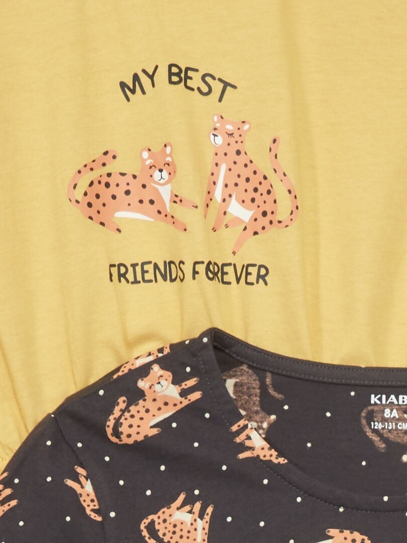 Jersey jurk met print - Setje van 2 GEEL - Kiabi