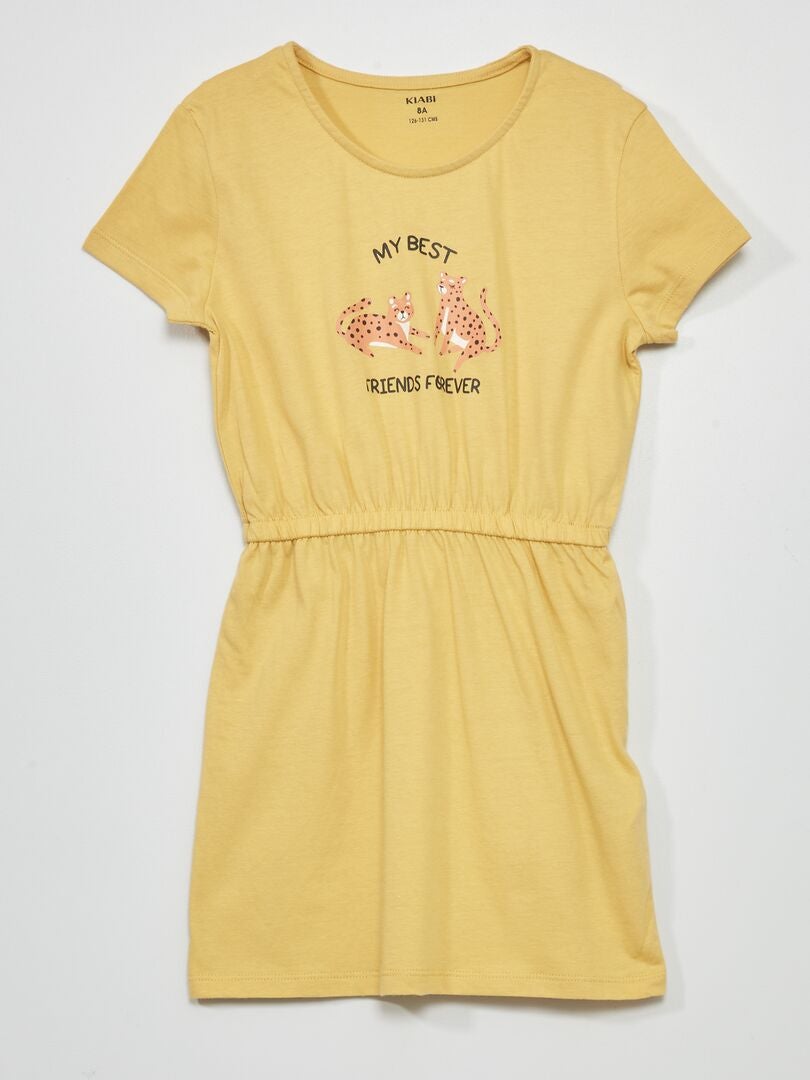 Jersey jurk met print - Setje van 2 GEEL - Kiabi