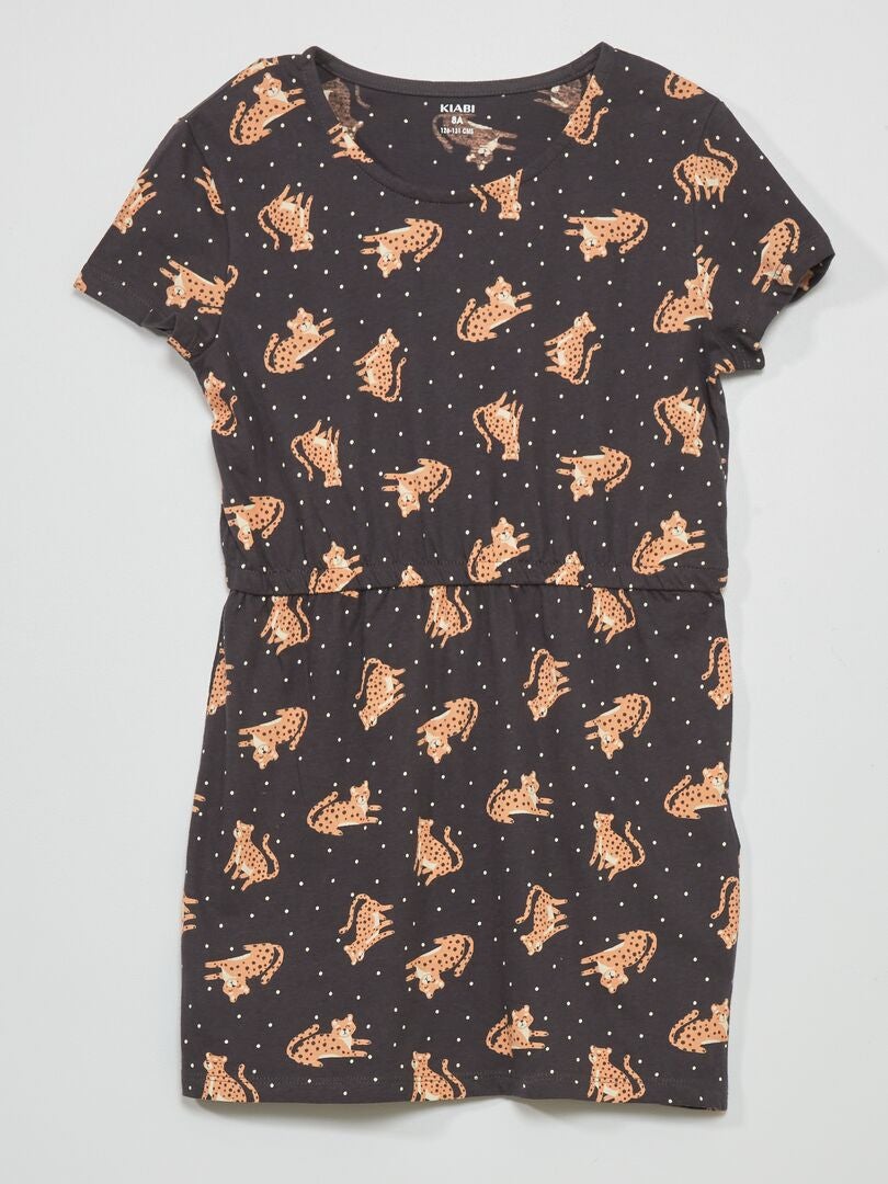 Jersey jurk met print - Setje van 2 GEEL - Kiabi