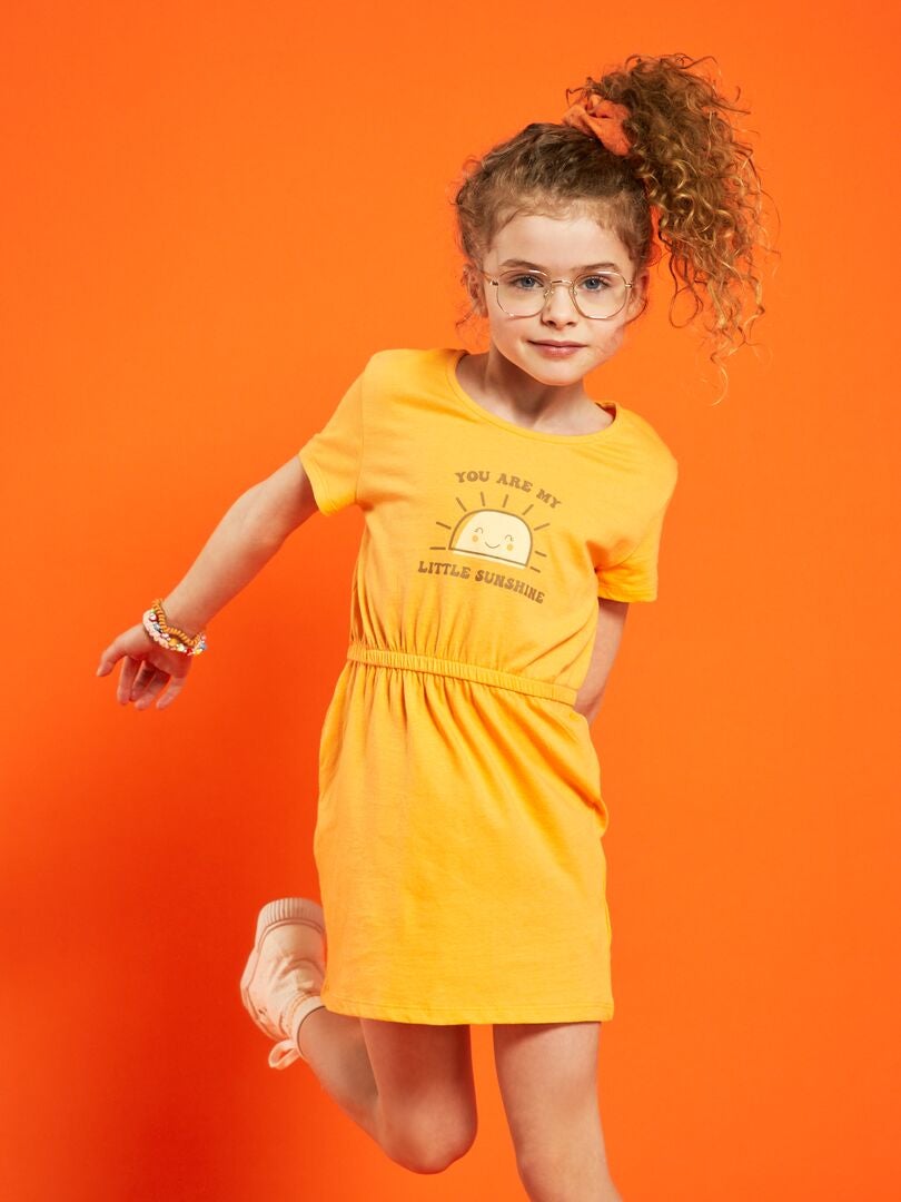 Jersey jurk met print - Setje van 2 ORANJE - Kiabi