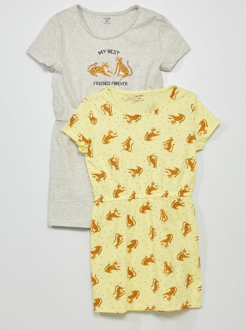 Jersey jurk met print - Setje van 2 ZWART - Kiabi