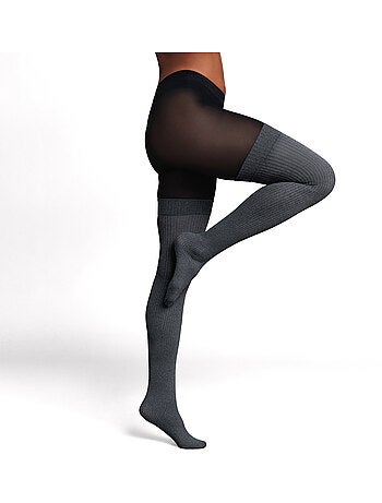 Jersey panty met sokeffect multikleur zwart