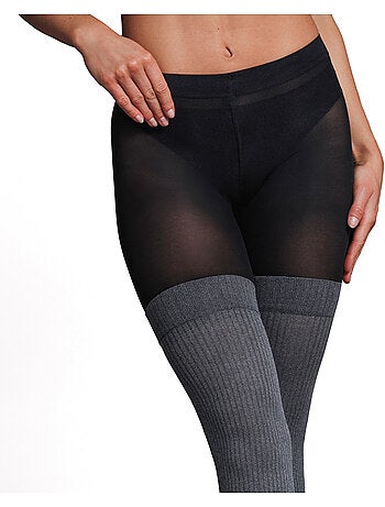 Jersey panty met sokeffect multikleur zwart