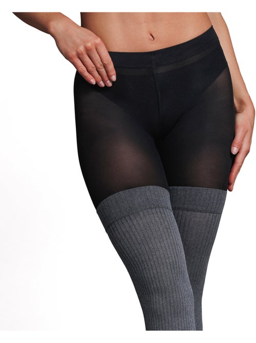 Jersey panty met sokeffect multikleur zwart - Kiabi