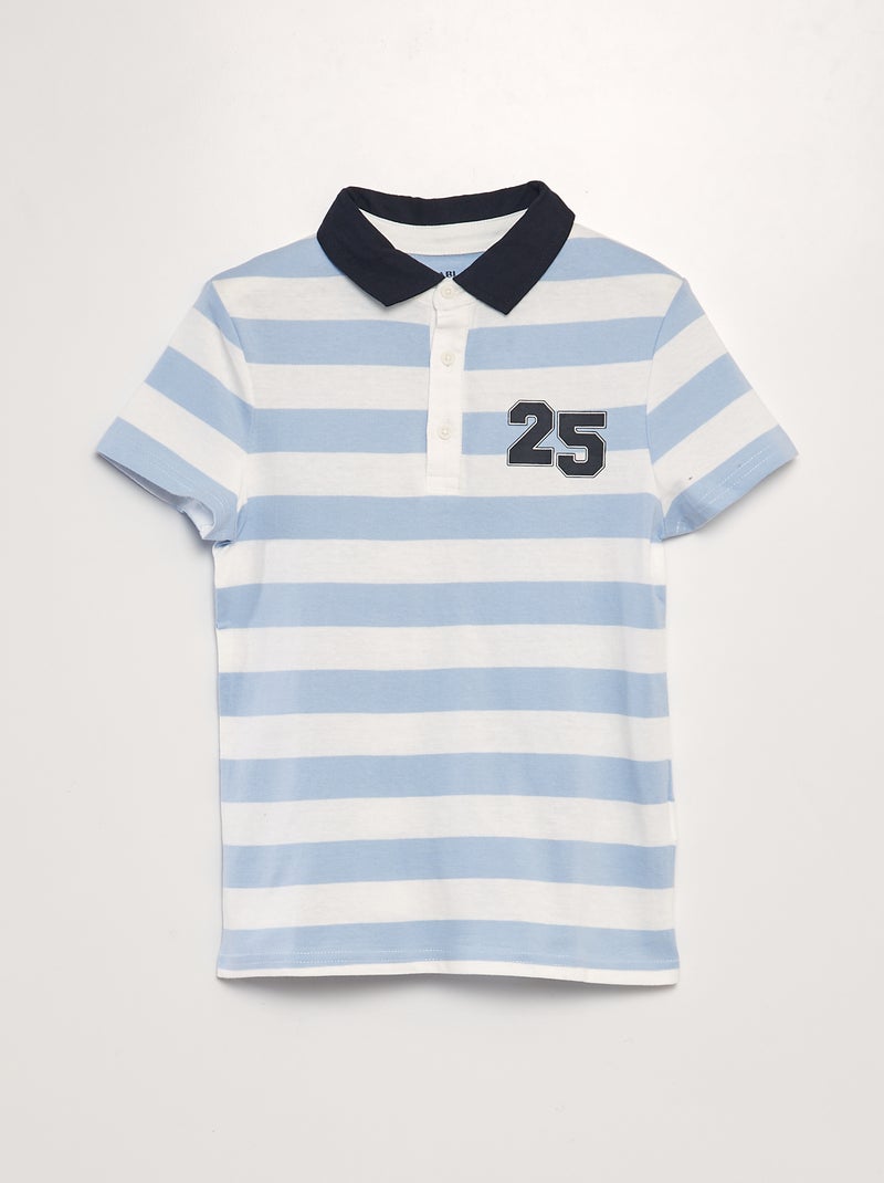 Jersey polo met strepen BLAUW - Kiabi