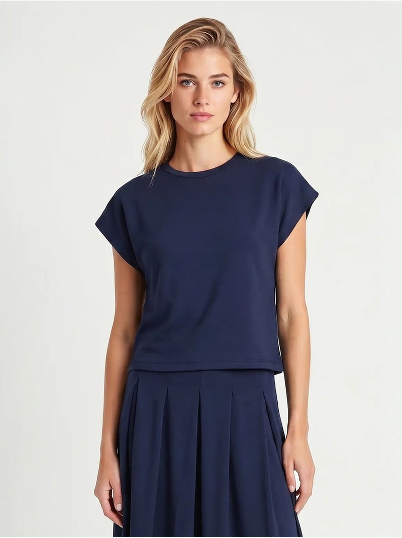 Jersey set met t-shirt en midirok istanbul Marineblauw - Kiabi
