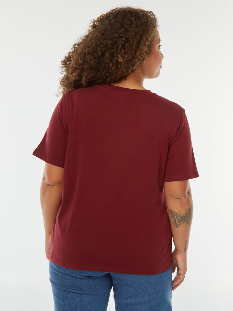 Jersey T-shirt met borduursel Rood - Kiabi